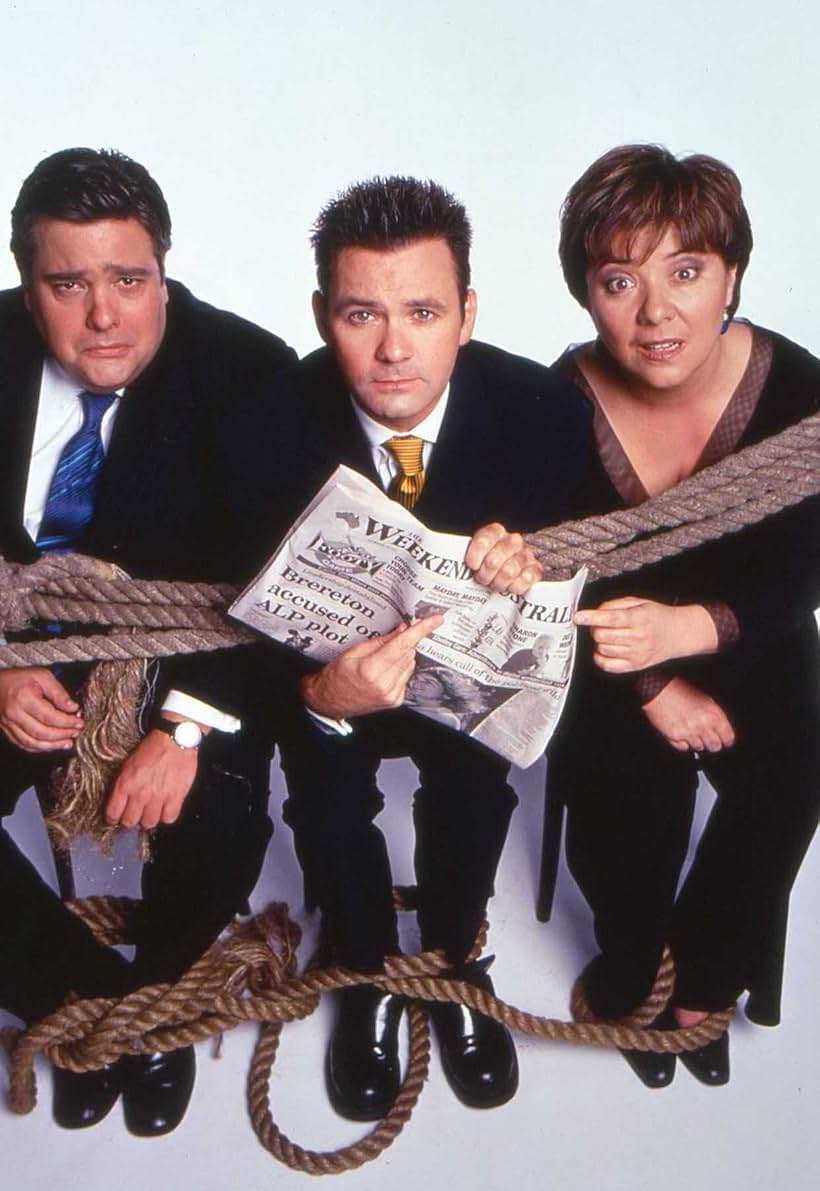 Julie McCrossin, Paul McDermott, and Mikey Robins in Good News Week (1996)