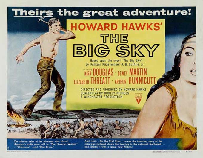 Kirk Douglas, Arthur Hunnicutt, Dewey Martin, and Elizabeth Threatt in The Big Sky (1952)