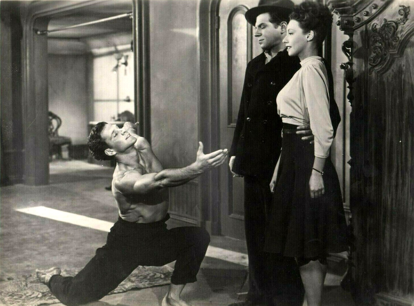 Viola Essen, Ivan Kirov, and Lionel Stander in Specter of the Rose (1946)