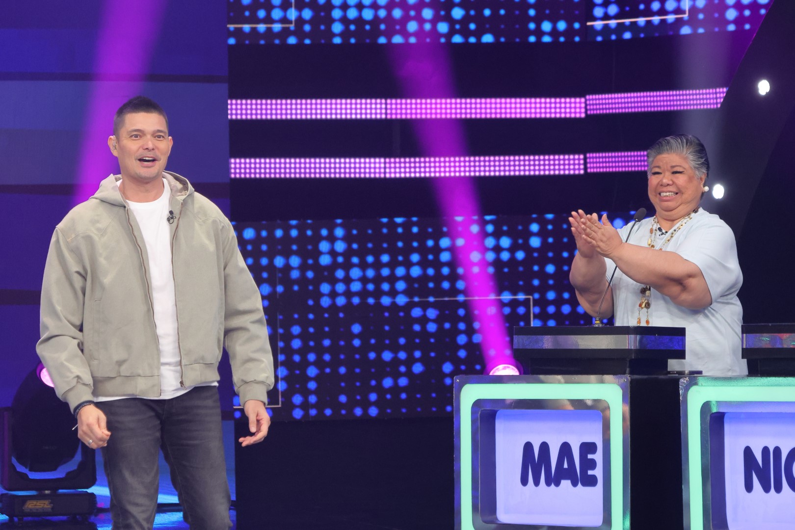 Dingdong Dantes and Mae Paner in Family Feud Philippines (2022)