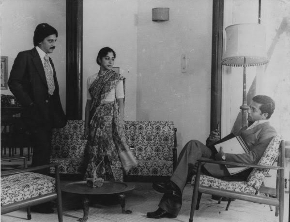 Girish Karnad, Amol Palekar, and Smita Patil in Tarang (1984)