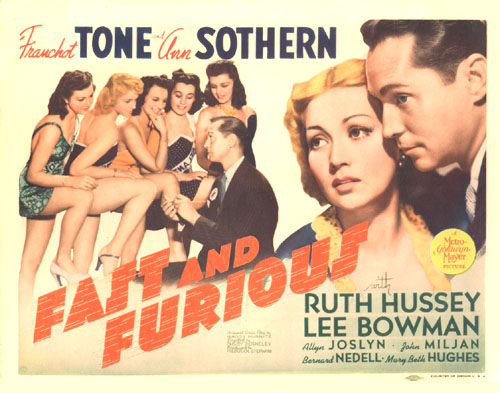 Muriel Barr, Patsy Bedell, Gladys Blake, Mary Beth Hughes, Margaret Roach, Ann Sothern, Franchot Tone, and Anne Borglum in Fast and Furious (1939)