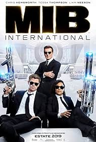 Liam Neeson, Chris Hemsworth, and Tessa Thompson in Men in Black: International (2019)