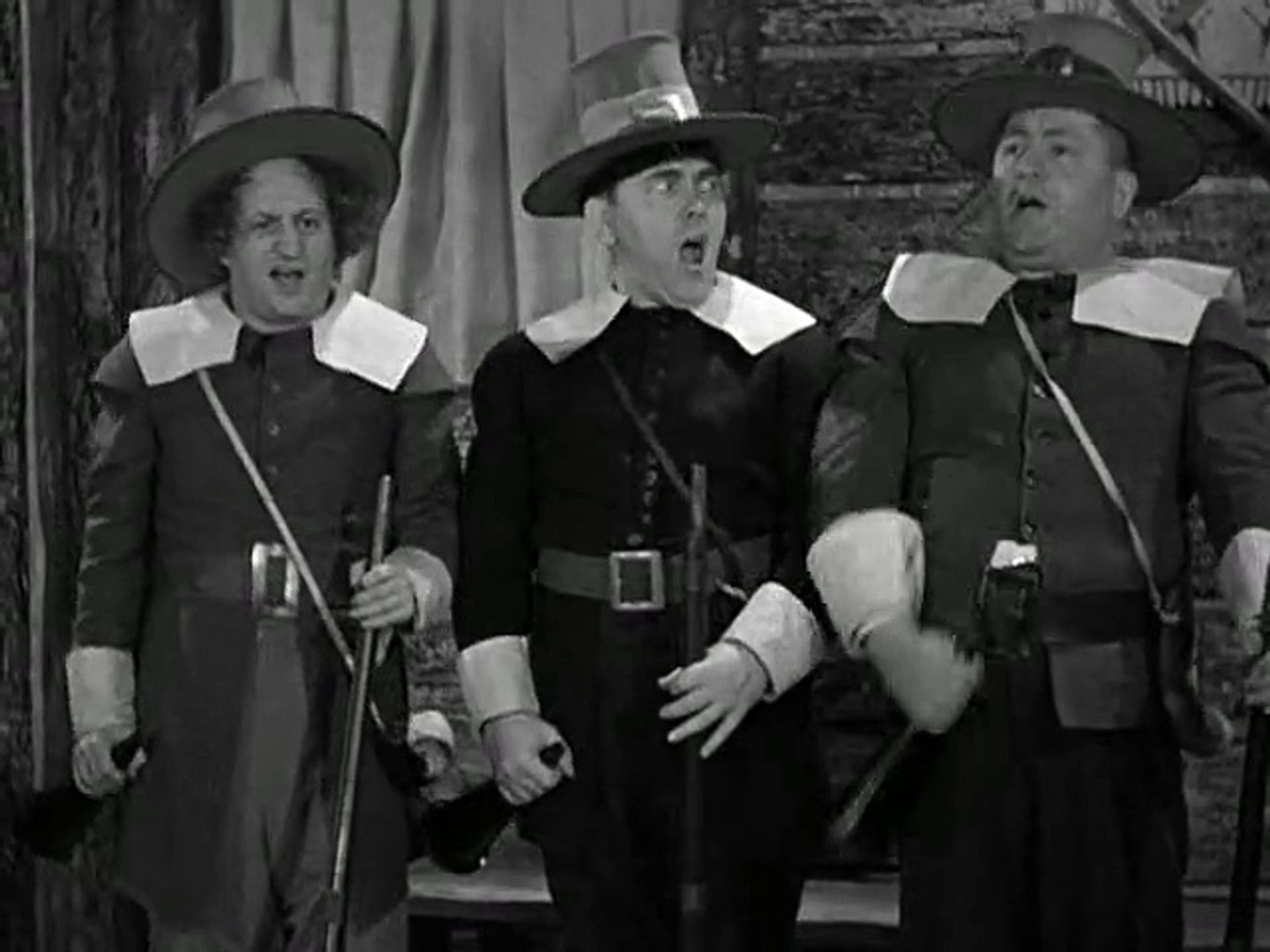 Moe Howard, Larry Fine, and Curly Howard in Back to the Woods (1937)