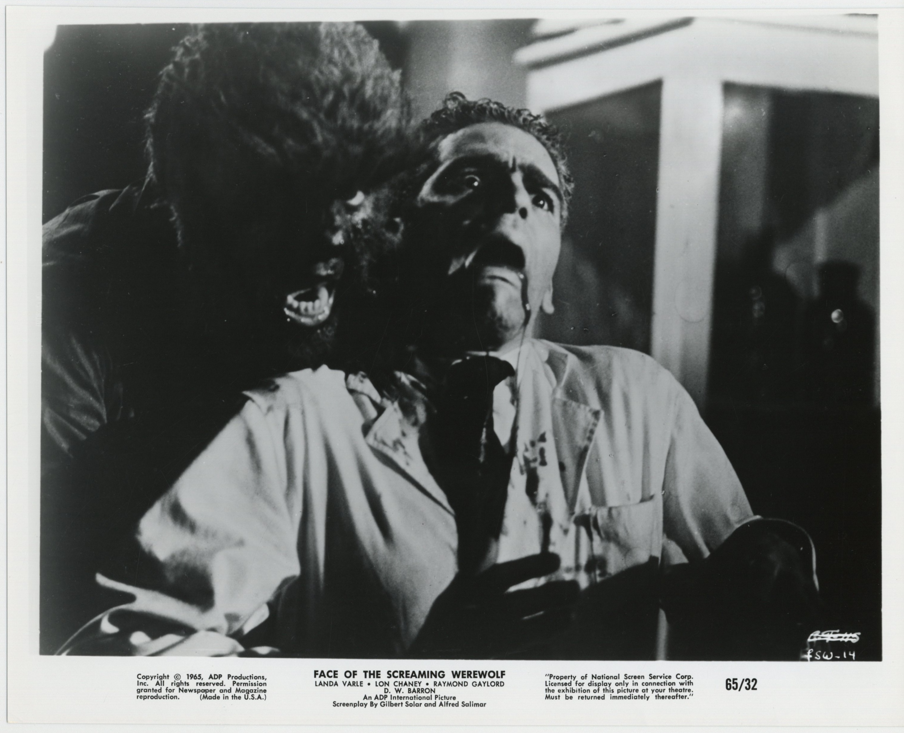 Lon Chaney Jr. and Yerye Beirute in Face of the Screaming Werewolf (1964)