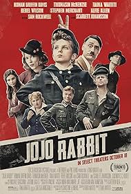 Sam Rockwell, Taika Waititi, Scarlett Johansson, Stephen Merchant, Alfie Allen, Rebel Wilson, Thomasin McKenzie, and Roman Griffin Davis in Jojo Rabbit (2019)