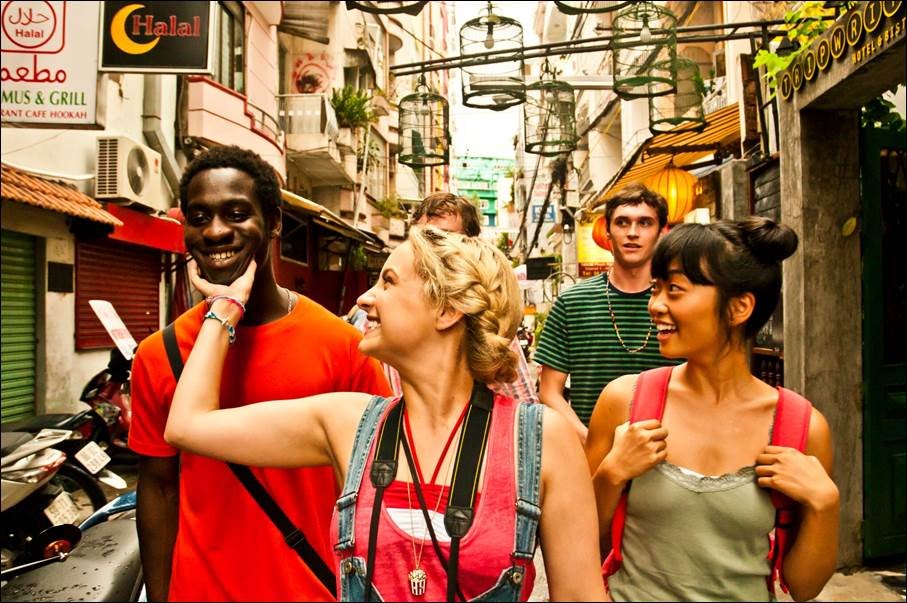 Brittney Wilson, Alice Lee, Ade Oyefeso, and Anders Hayward in Gap Year (2017)