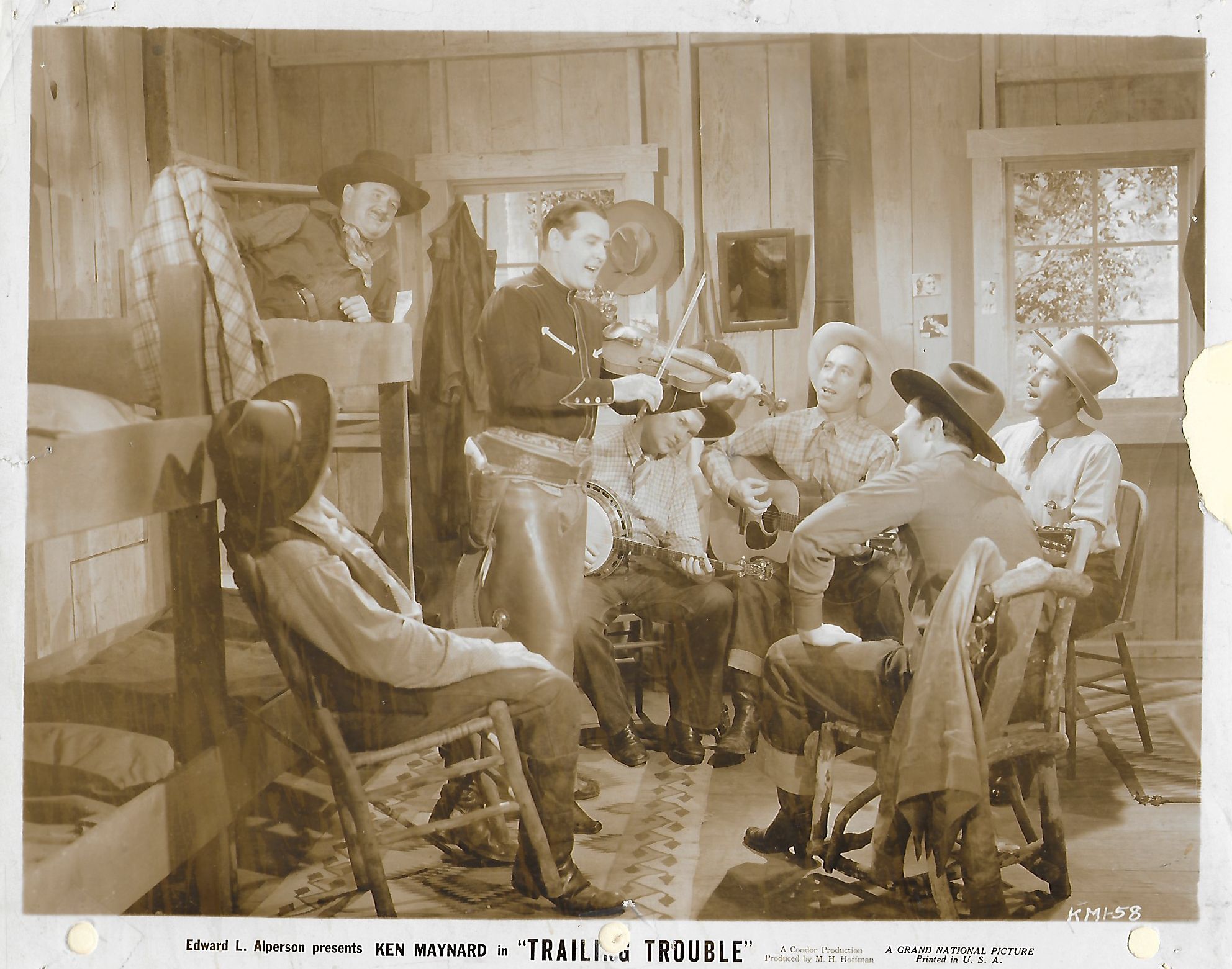 Horace B. Carpenter, Ed Cassidy, Robert Hoag, Jimmy LeFuer, Johnny Luther, Ken Maynard, and Rudy Sooter in Trailing Trouble (1937)