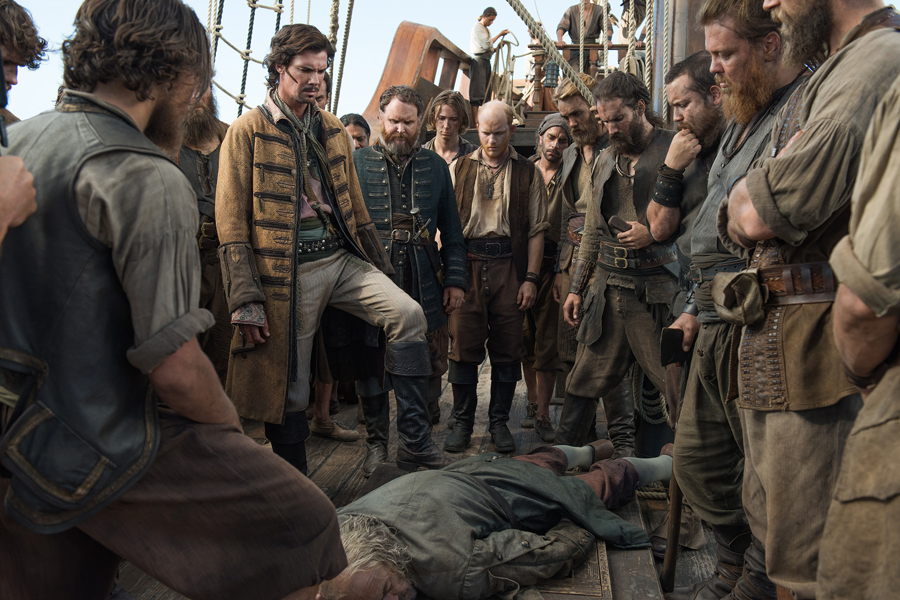 Toby Schmitz, Craig Jackson, and Wilson Carpenter in Black Sails (2014)