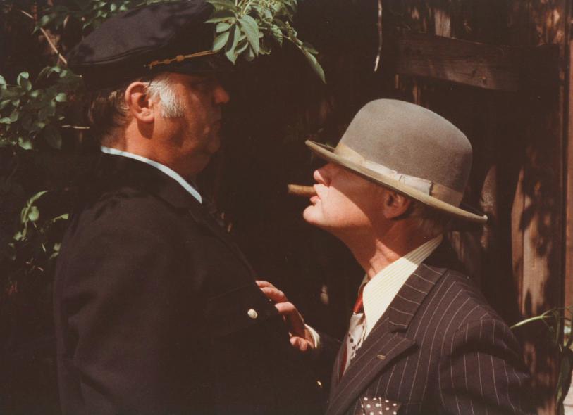 Ove Verner Hansen and Ove Sprogøe in The Olsen Gang Goes to War (1978)