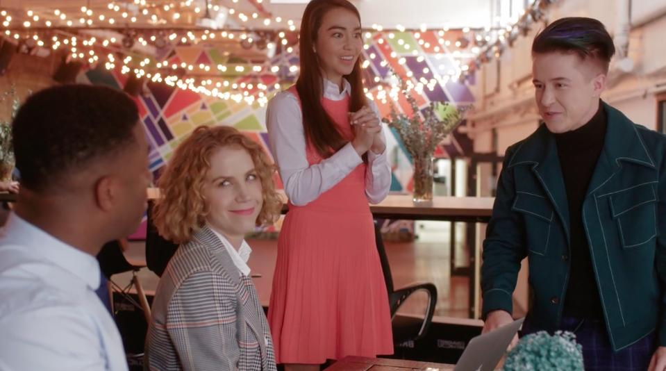 Sarah Randall Hunt, Joanna Sotomura, Wayne T. Carr, and J.J. Hawkins in Stupid Cupid (2018)