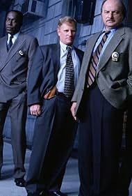 Kim Delaney, Dennis Franz, James McDaniel, Ricky Schroder, Henry Simmons, Bill Brochtrup, and Gordon Clapp in NYPD Blue (2019)