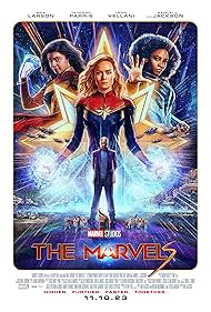 Samuel L. Jackson, Brie Larson, Iman Vellani, and Teyonah Parris in The Marvels (2023)