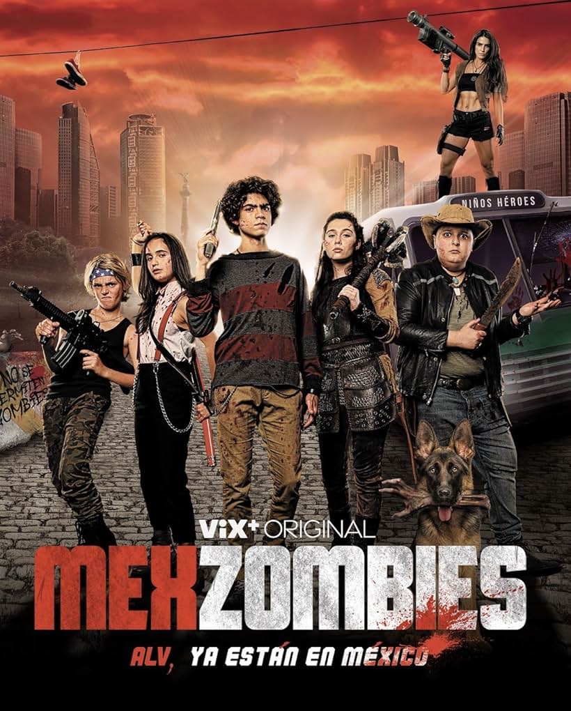 Vincent Webb, Luciana Vale, Bárbara de Regil, Iñaki Godoy, Marcelo Barcelo, and Roby Damián in MexZombies (2022)