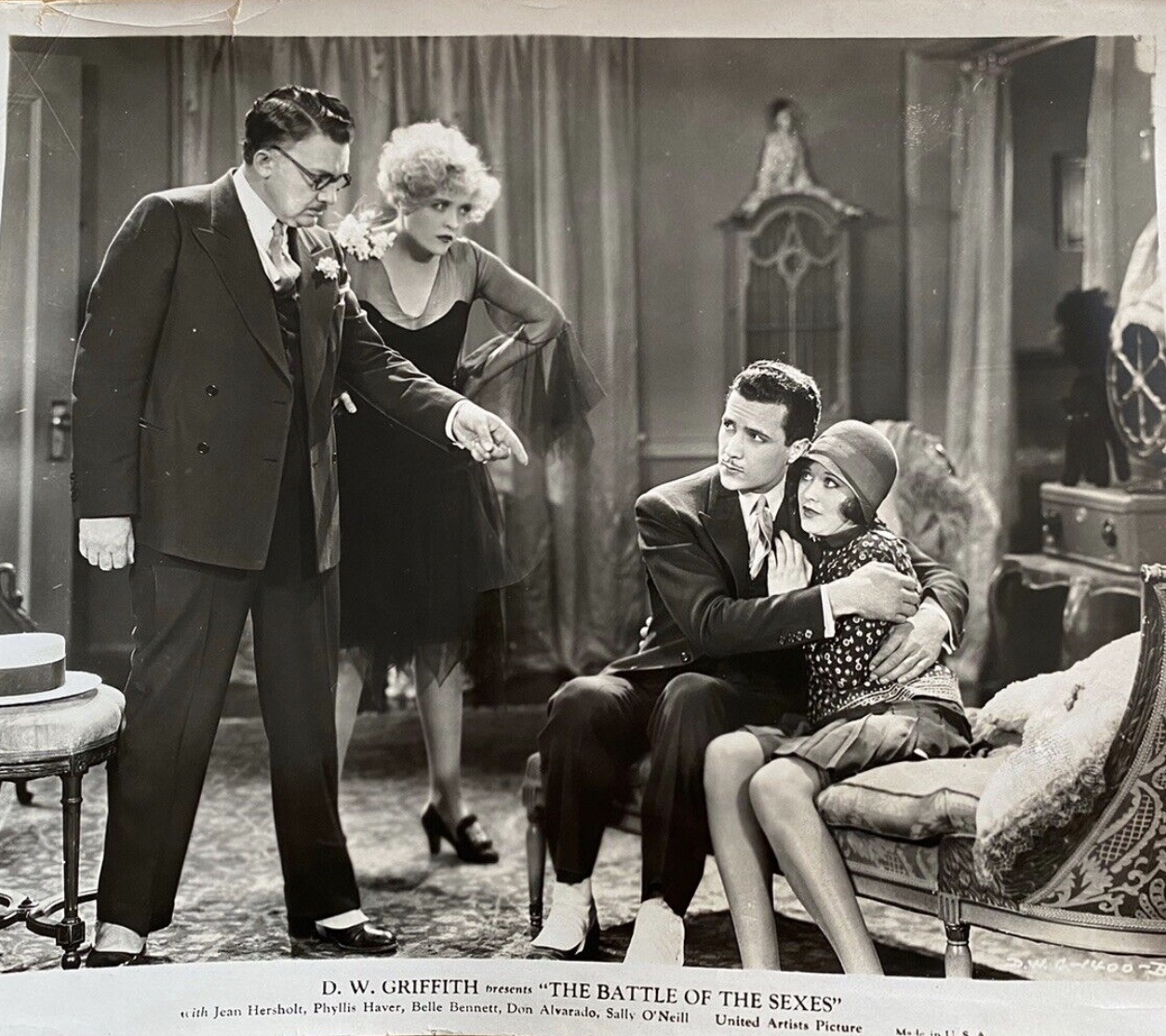 Don Alvarado, Phyllis Haver, Jean Hersholt, and Sally O'Neil in The Battle of the Sexes (1928)