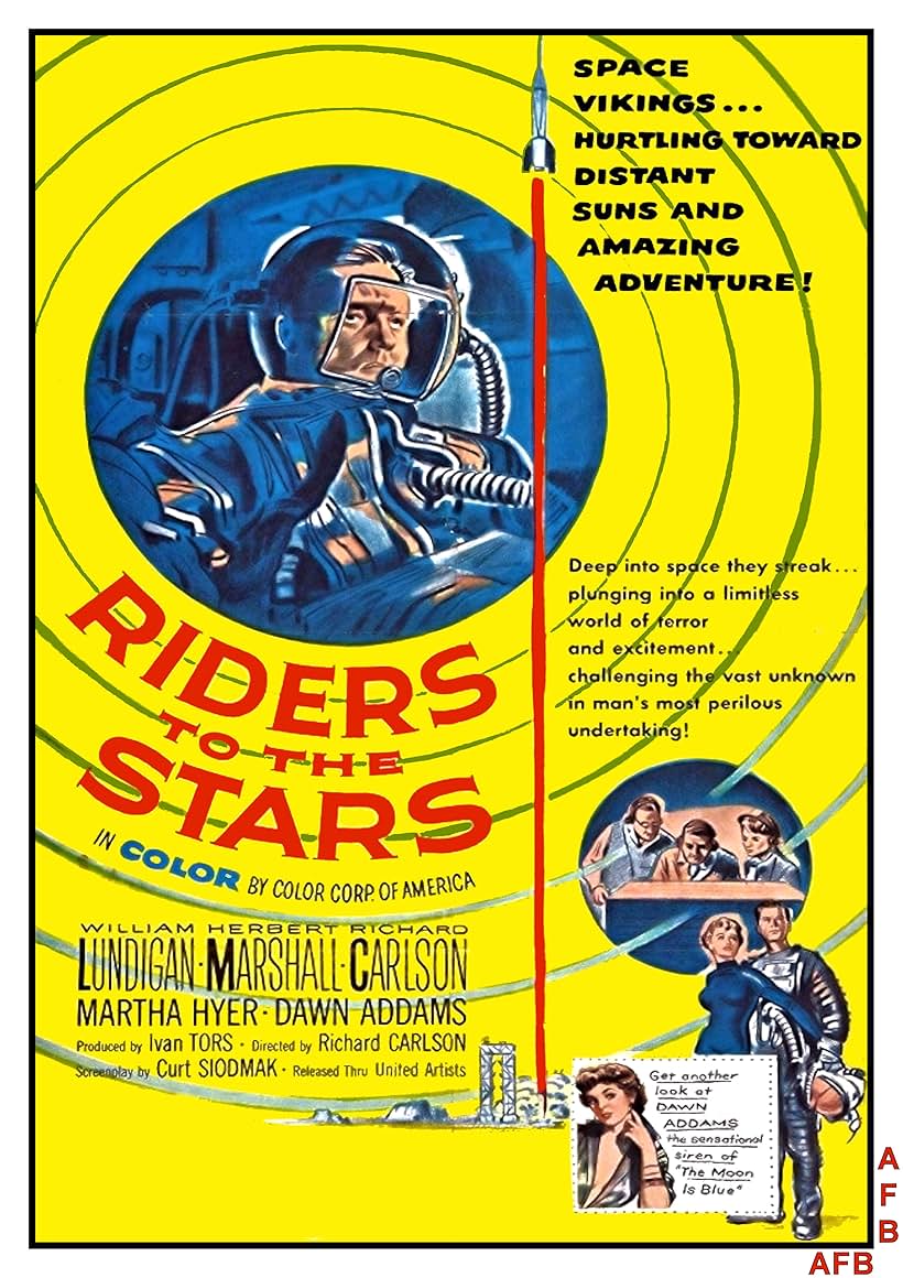 Herbert Marshall, Dawn Addams, Richard Carlson, Martha Hyer, and William Lundigan in Riders to the Stars (1954)