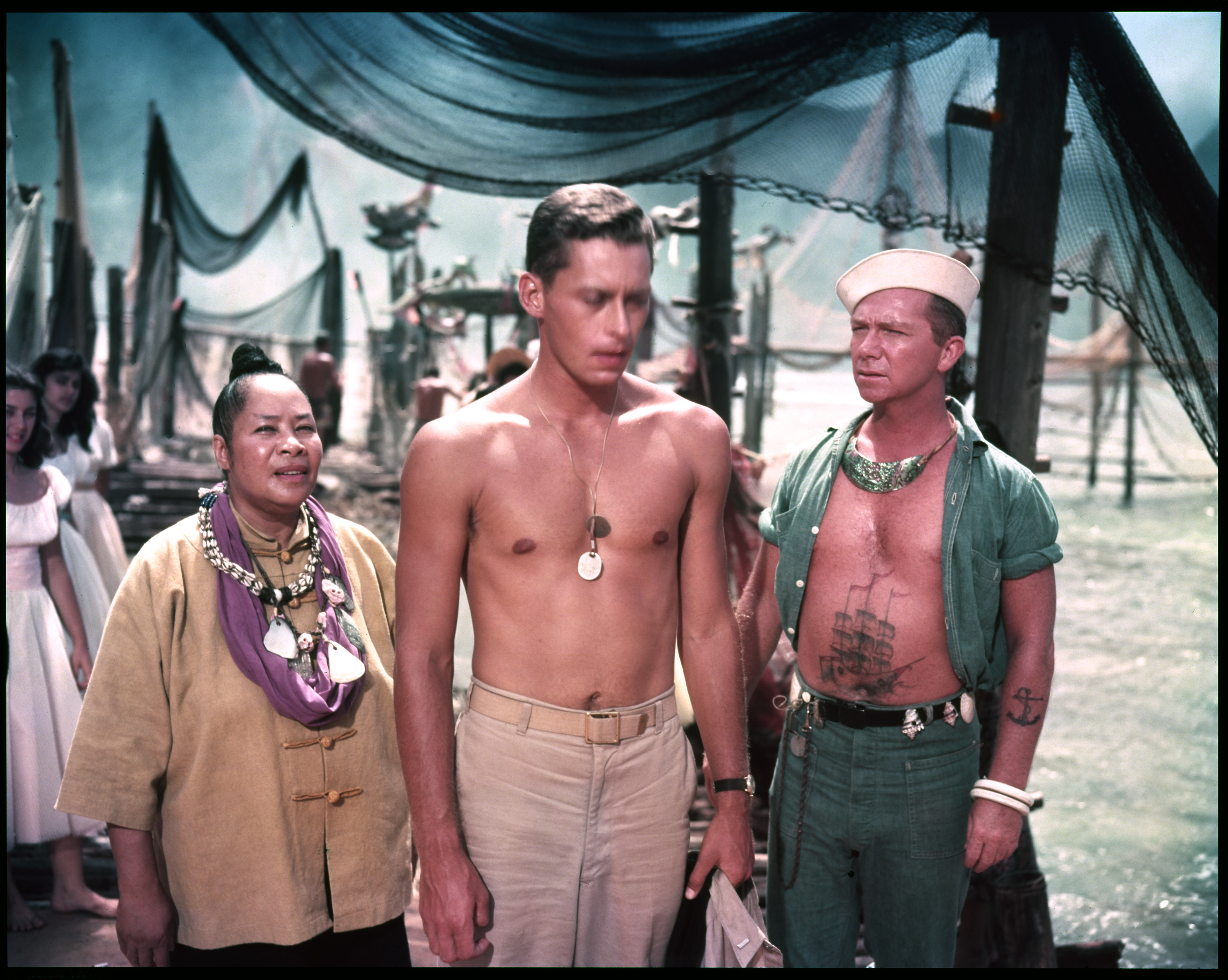 Ray Walston, Juanita Hall, and John Kerr in South Pacific (1958)