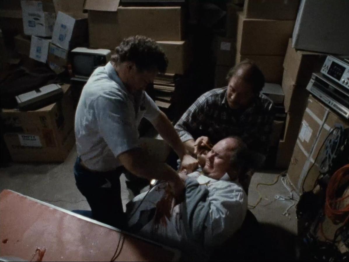 Ray Atherton, Michael Rooker, and Tom Towles in Henry: Portrait of a Serial Killer (1986)