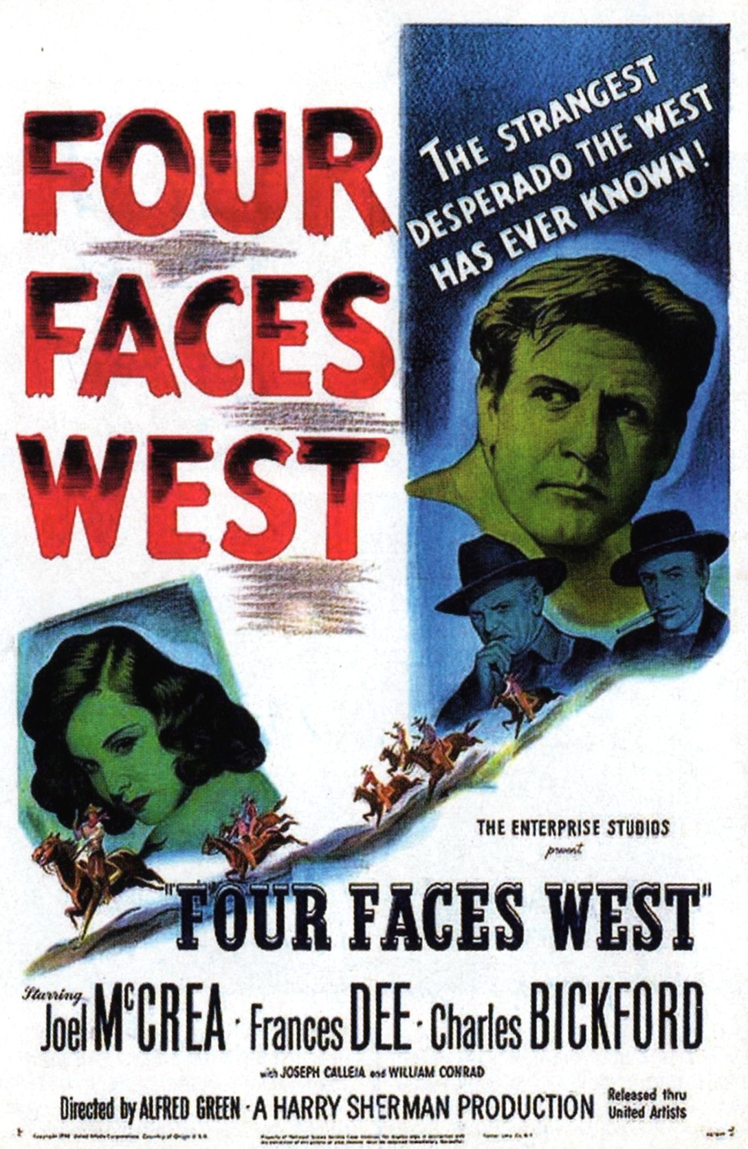 Charles Bickford, Joseph Calleia, Frances Dee, and Joel McCrea in Four Faces West (1948)