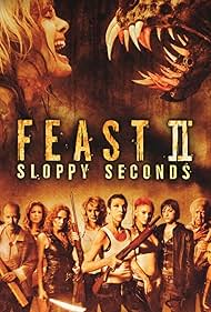 Diane Ayala Goldner, Clu Gulager, Tom Gulager, Martin Klebba, Johanna Putnam, Cassie Shea Watson, and Chelsea Richards in Feast II: Sloppy Seconds (2008)