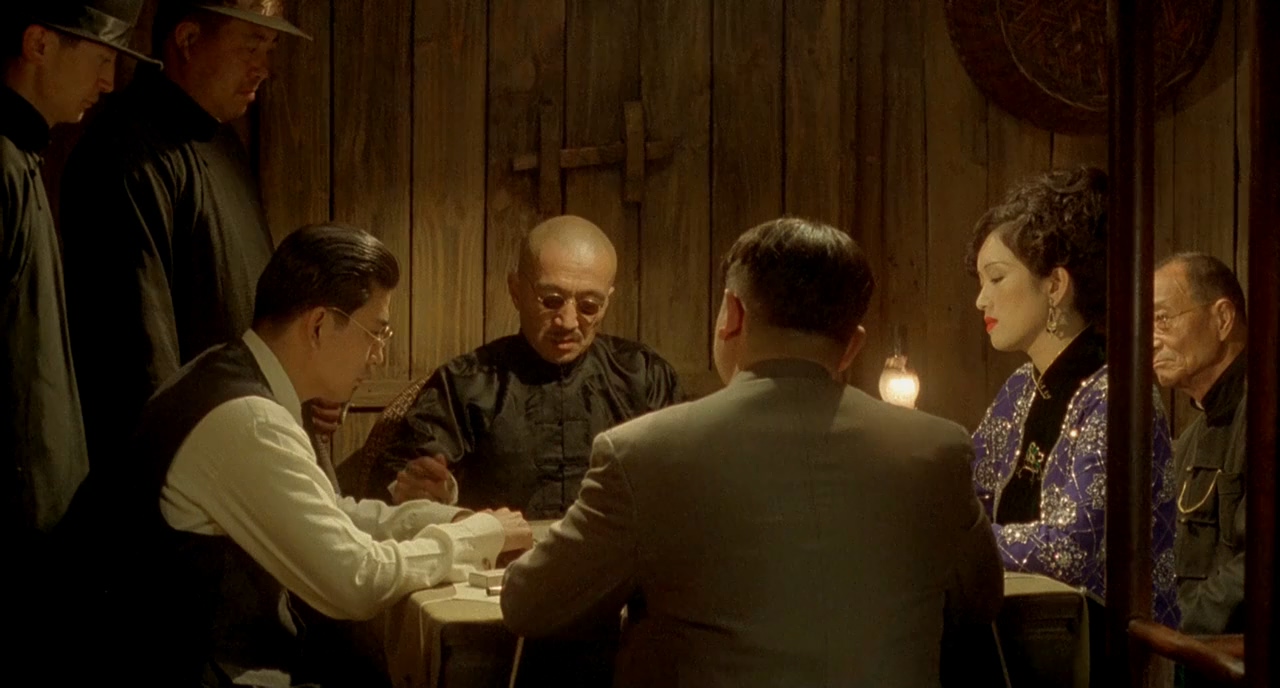 Gong Li, Biao Fu, Shu Chen, Chun Sun, and Baotian Li in Shanghai Triad (1995)