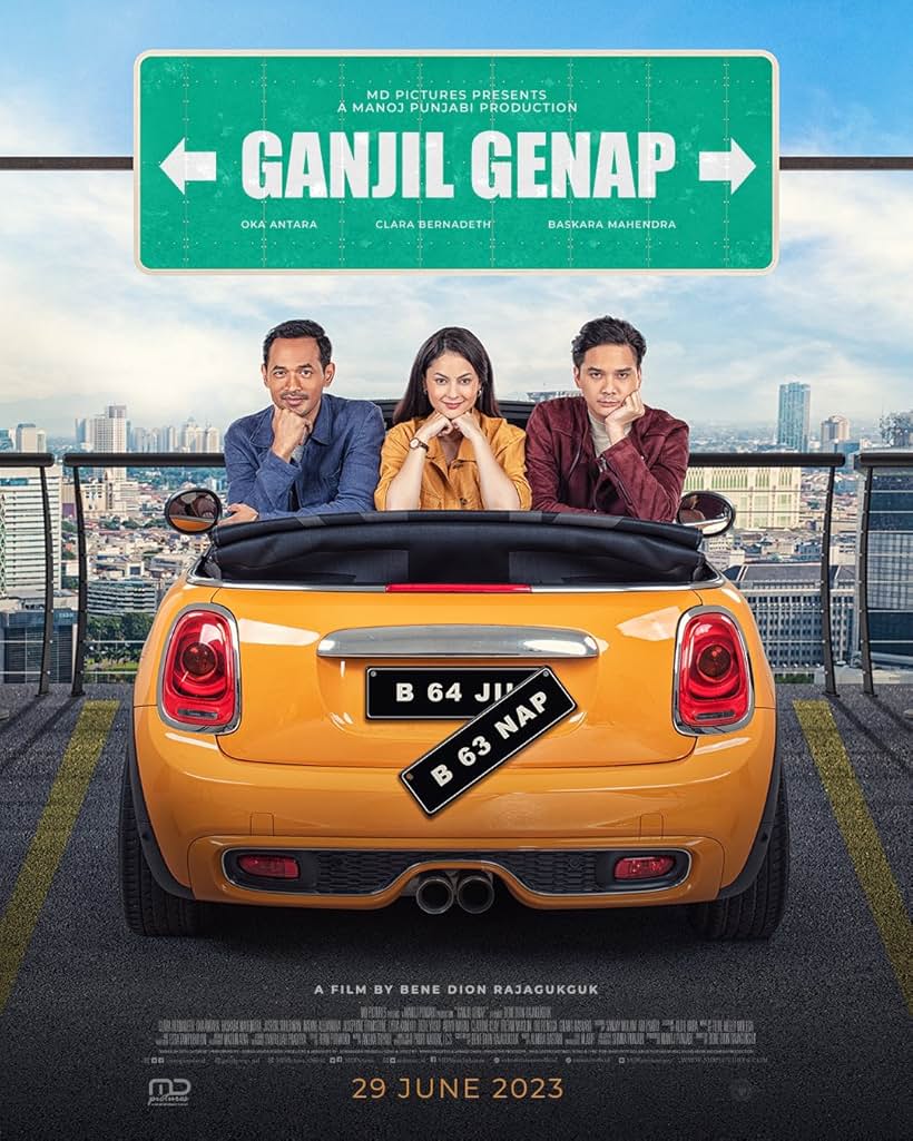 Clara Bernadeth, Oka Antara, and Baskara Mahendra in Ganjil Genap (2023)