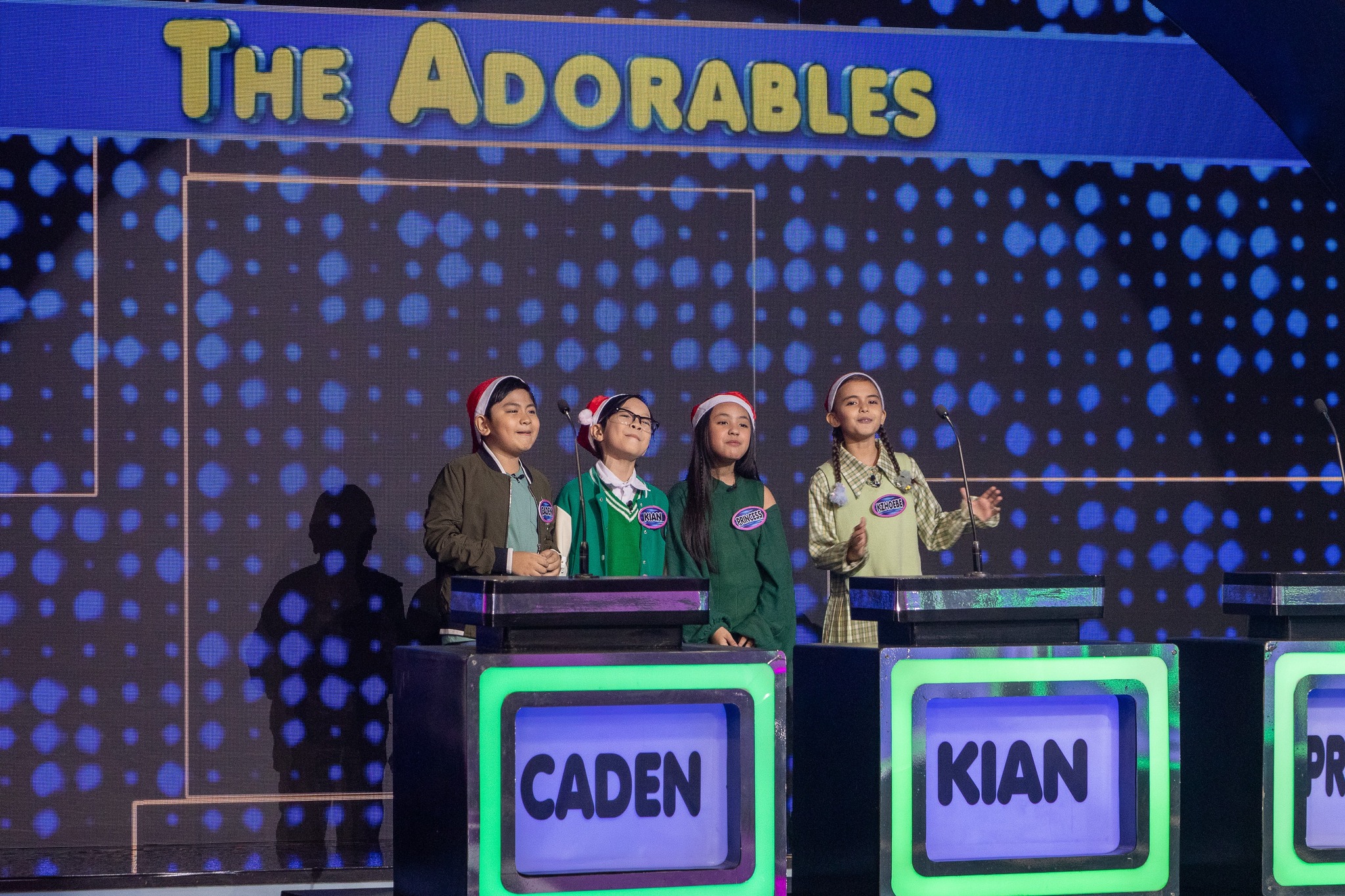 Kian Co, Kzhoebe Nicole Baker, Caden Hann, and Princess Sy in Family Feud Philippines (2022)