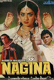 Sridevi, Rishi Kapoor, and Amrish Puri in Nagina (1986)