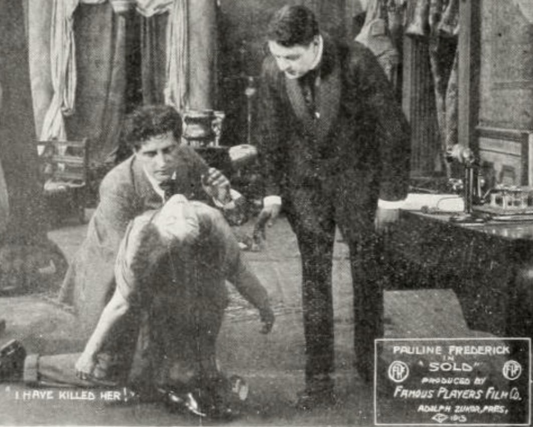 Pauline Frederick, Thomas Holding, and Julian L'Estrange in Sold (1915)