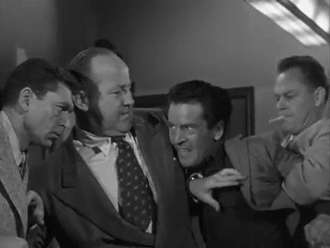 Broderick Crawford, Claude Akins, Gene Reynolds, and Harlan Warde in Down Three Dark Streets (1954)