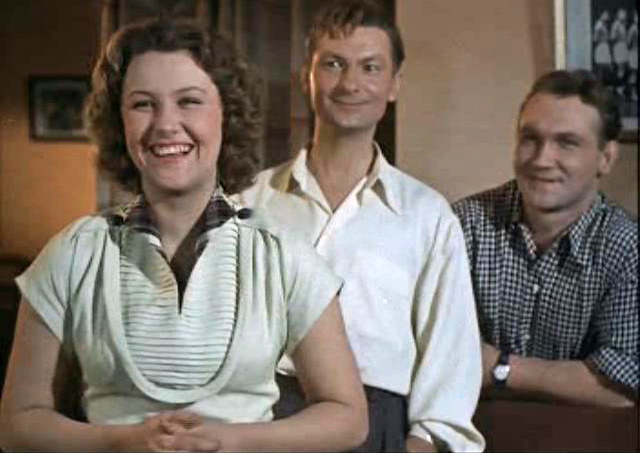 Tatyana Konyukhova, Vsevolod Kuznetsov, and Georgiy Vitsin in The Boys from Leningrad (1954)