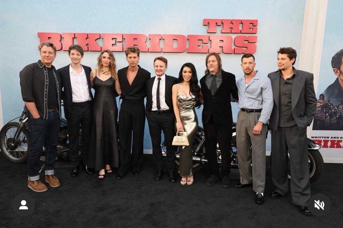 Phuong Kubacki with the cast of The Bikeriders at the LA Premiere