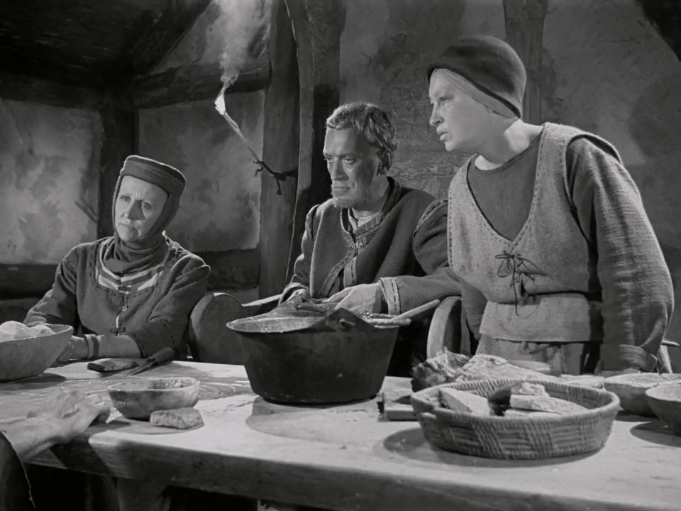 Max von Sydow, Gudrun Brost, and Birgitta Valberg in The Virgin Spring (1960)