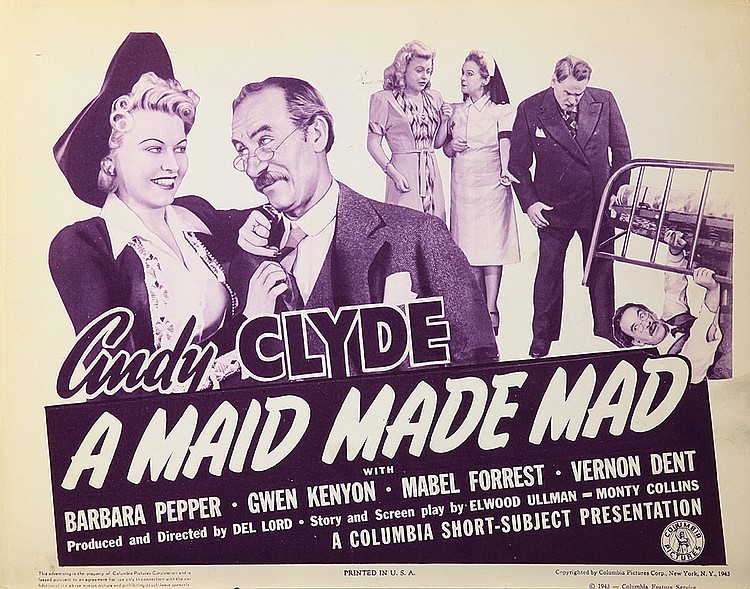 Andy Clyde, Vernon Dent, Mabel Forrest, Gwen Kenyon, and Barbara Pepper in A Maid Made Mad (1943)