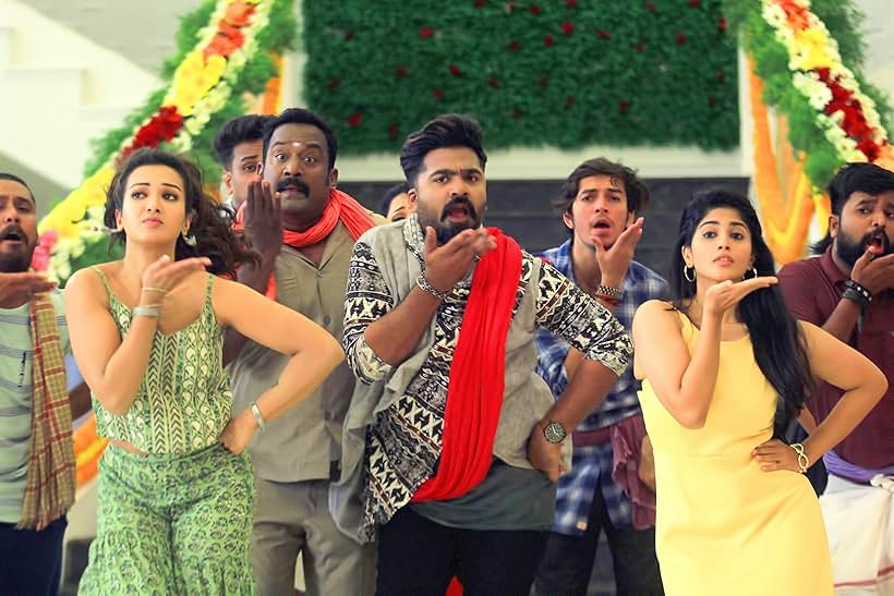 Silambarasan TR, Robo Shankar, Catherine Tresa, and Megha Akash in Vantha Rajavathaan Varuven (2019)