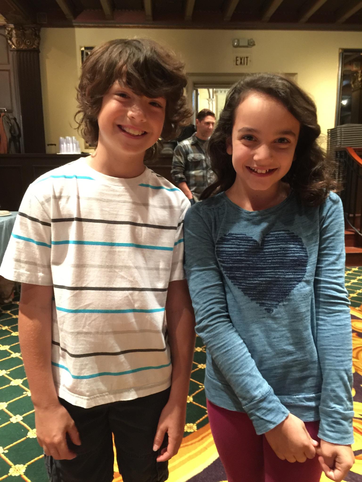 Zane Austin and Sophia Checchi on set of Unremarkable