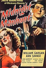 William Gargan, Ann Savage, George E. Stone, and George Zucco in Midnight Manhunt (1945)