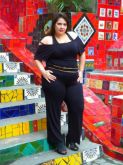 MODA GRANDE PLUS SIZE!   Macacão em malha - decote canoa