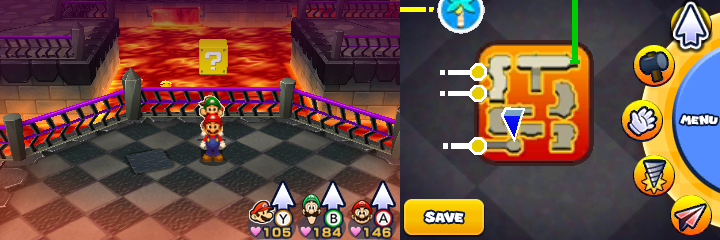 Fifth block in Bowser's Castle of Mario & Luigi: Paper Jam.