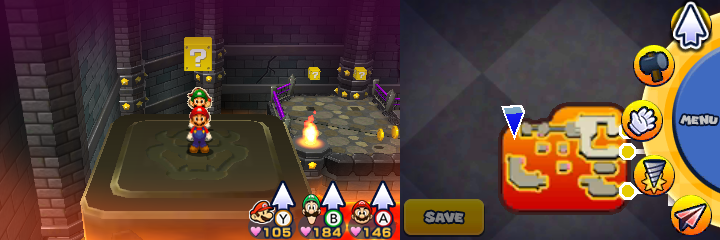 Eighth block in Bowser's Castle of Mario & Luigi: Paper Jam.