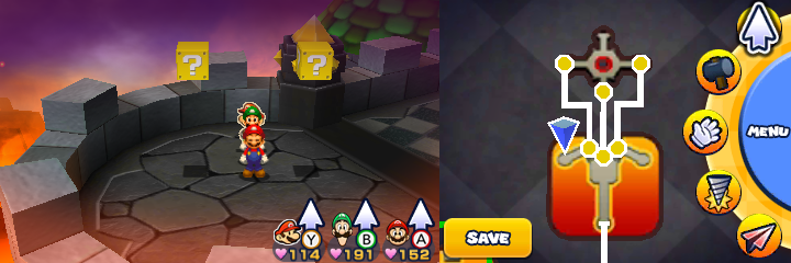 Blocks 41-42 in Bowser's Castle of Mario & Luigi: Paper Jam.