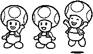 A Stamp of three Toads, from Mario Kart 8.