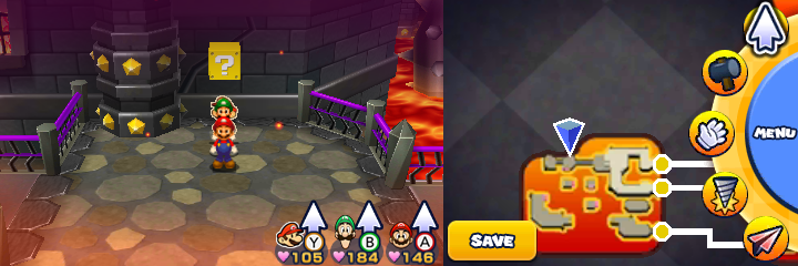 Eleventh block in Bowser's Castle of Mario & Luigi: Paper Jam.