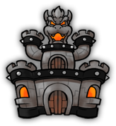 An artwork of the giant boss in the gauntlet before fighting it. In this case, it's Bowser's Castle.