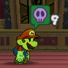 Mario under the effects of the Poison status ailment.