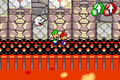 The interior of Bowser's Castle in Mario & Luigi: Superstar Saga