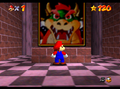 Mario in front of the entrance to Bowser in the Sky in the N64 version