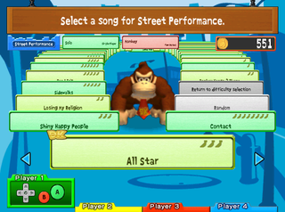 The song selection in the Street Performance option of Donkey Konga 2.