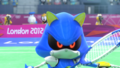 Metal Sonic competing in Badminton.