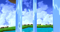 Ice Mario wall jumping up the waterfalls.